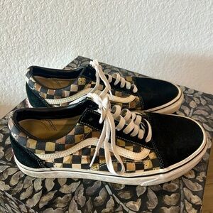 VANS Sk8 Skate Low Lace Up Classic Camo Check Checkered Black Suede Toe